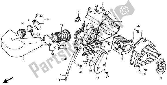 Alle onderdelen voor de Luchtfilter van de Honda CN 250 1 1994