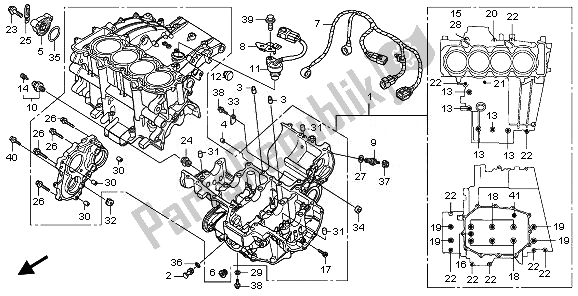 All parts for the Crankcase of the Honda CBF 1000 2008