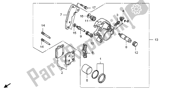 Alle onderdelen voor de Remklauw Voor van de Honda CRF 150 RB LW 2009