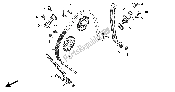 Alle onderdelen voor de Nokkenketting & Spanner van de Honda CBR 1000 RR 2004