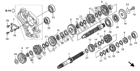 All parts for the Transmission of the Honda CBF 1000A 2009