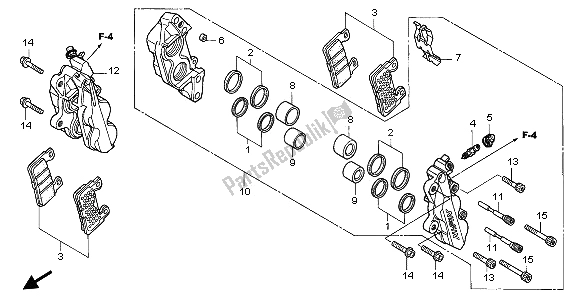 Toutes les pièces pour le étrier De Frein Avant du Honda CBR 600 FS 2002