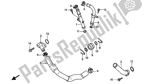 Tutte le parti per il Tubo Dell'acqua del Honda XRV 750 Africa Twin 1994