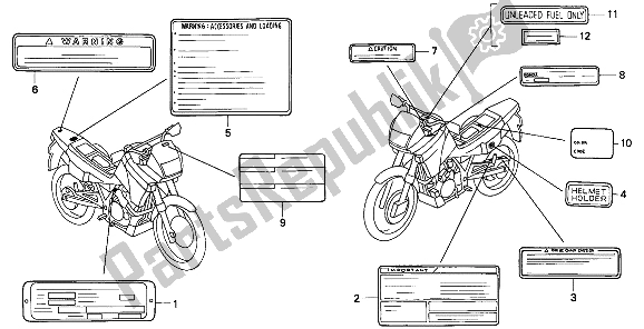 All parts for the Caution Label of the Honda NX 650 1992