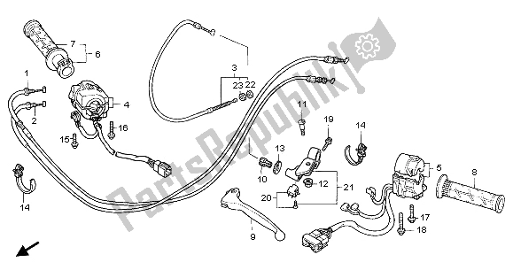 All parts for the Handle Lever & Switch & Cable of the Honda CBR 600 RR 2003