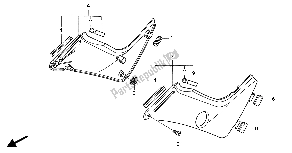 All parts for the Side Cover of the Honda NT 650V 2004