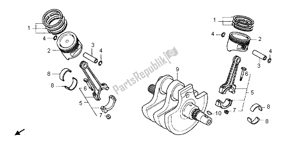 All parts for the Crankshaft of the Honda VT 750 CA 2006