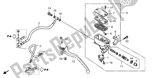 All parts for the Rear Brake Mastercylinder of the Honda NSS 250S 2008