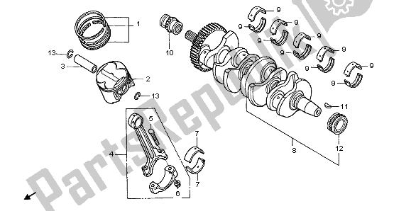 All parts for the Crankshaft & Piston of the Honda CBF 600N 2006