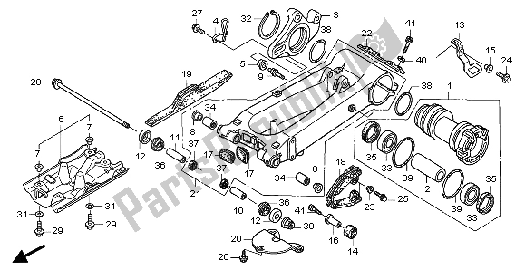 All parts for the Swingarm of the Honda TRX 400 EX 2007