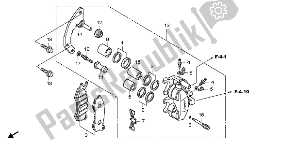 Tutte le parti per il Pinza Freno Anteriore del Honda NHX 110 WH 2012