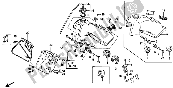 Toutes les pièces pour le Réservoir D'essence du Honda CR 125R 1988