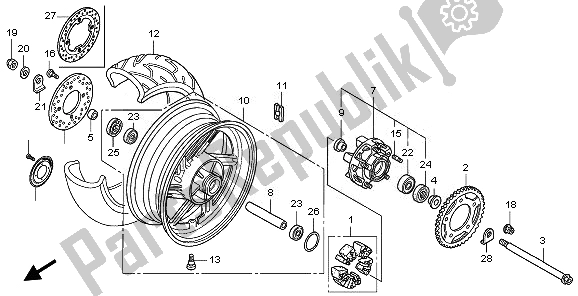 Toutes les pièces pour le Roue Arrière du Honda CBF 600N 2008