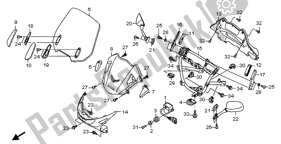All parts for the Upper Cowl of the Honda NT 700 VA 2006
