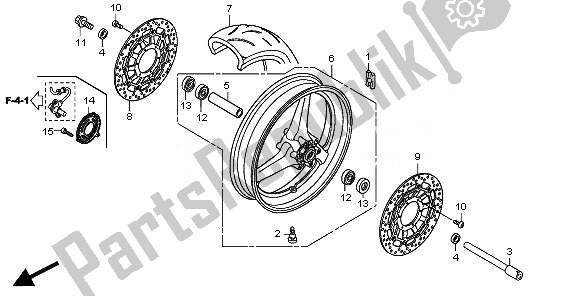 All parts for the Front Wheel of the Honda CBR 600 RA 2011