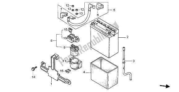 All parts for the Battery of the Honda XL 600V Transalp 1996