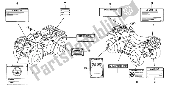 Toutes les pièces pour le étiquette D'avertissement du Honda TRX 650 FA Fourtrax Rincon 2003