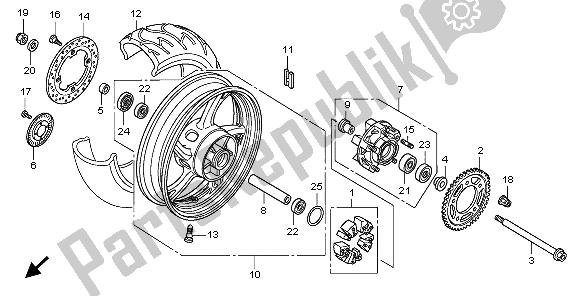 Todas las partes para Rueda Trasera de Honda CB 600 FA Hornet 2009