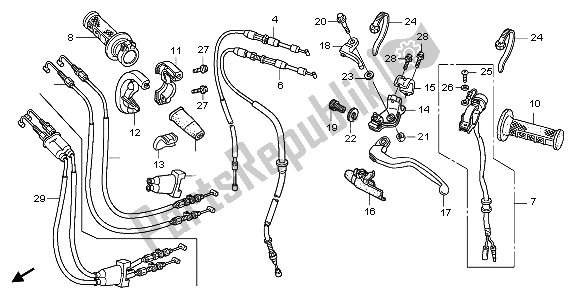 Toutes les pièces pour le Levier De Poignée Et Interrupteur Et Câble du Honda CRF 150R SW 2009
