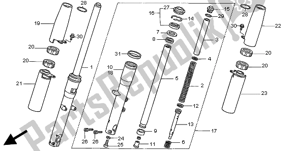 All parts for the Front Fork of the Honda VT 750C2 1997