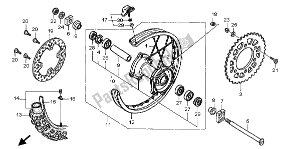 Tutte le parti per il Ruota Posteriore del Honda CR 125R 2001