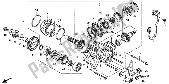 All parts for the Side Gear Case of the Honda VT 750 CS 2013