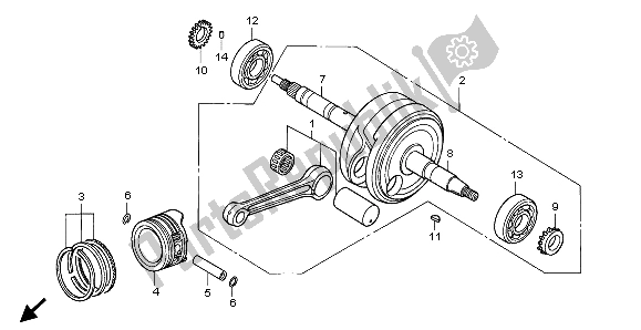 All parts for the Crankshaft & Piston of the Honda ANF 125 2007