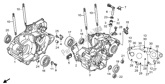 All parts for the Crankcase of the Honda CRF 450X 2006