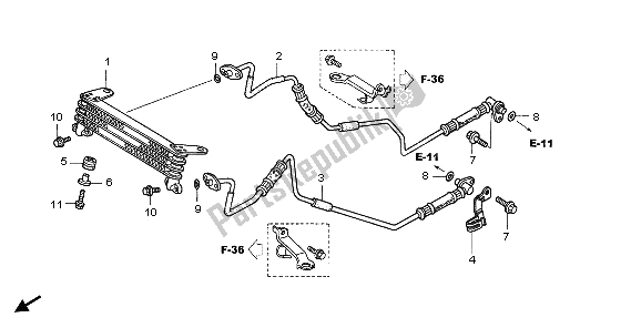 All parts for the Oil Cooler of the Honda VFR 800A 2006