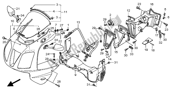 All parts for the Upper Cowl of the Honda VTR 1000 SP 2000