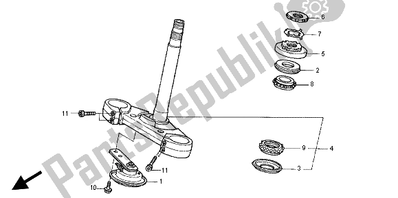 All parts for the Steering Stem of the Honda CB 1300X4 1997