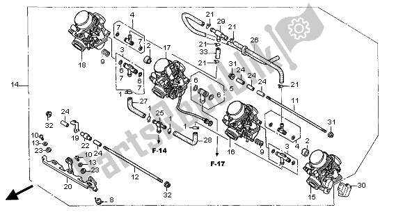 All parts for the Carburetor (assy.) of the Honda CB 600F2 Hornet 2002