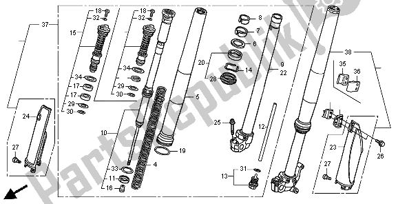 All parts for the Front Fork of the Honda CRF 450R 2004