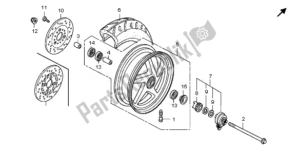 Todas las partes para Rueda Delantera de Honda NHX 110 WH 2008