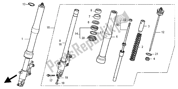 All parts for the Front Fork of the Honda CBR 600 FA 2012