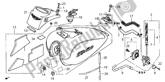 All parts for the Fuel Tank of the Honda VT 750C 2006