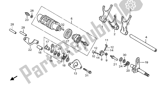 All parts for the Gearshift Drum of the Honda VFR 750F 1995