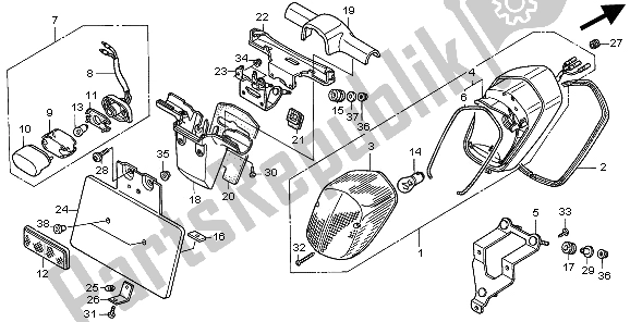 All parts for the Taillight of the Honda VT 750C 1997