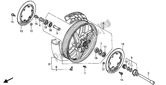 Todas las partes para Rueda Delantera de Honda CBR 600F 1987