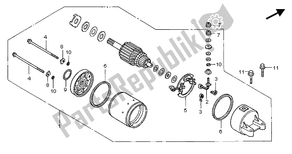 All parts for the Starting Motor of the Honda CBF 500 2007