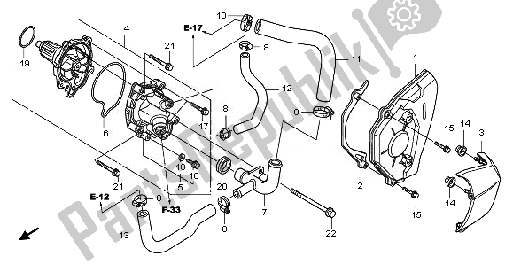 Alle onderdelen voor de Waterpomp van de Honda CB 600F Hornet 2011