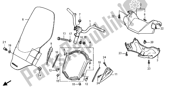 All parts for the Handle Pipe & Handle Cover of the Honda FES 150A 2009