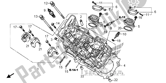 Alle onderdelen voor de Cilinderkop (voorzijde) van de Honda VFR 1200 XD 2012