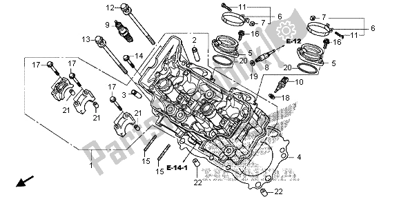 All parts for the Cylinder Head (front) of the Honda VFR 1200 XD 2012