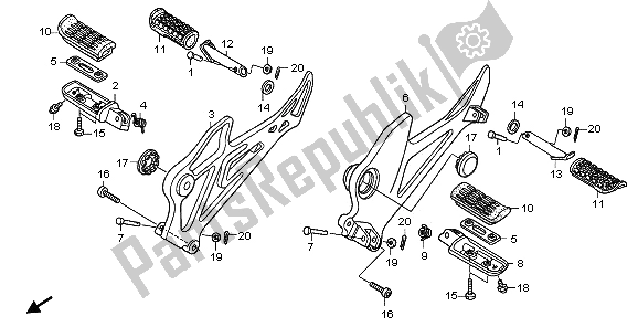 Toutes les pièces pour le étape du Honda XL 125V 2009