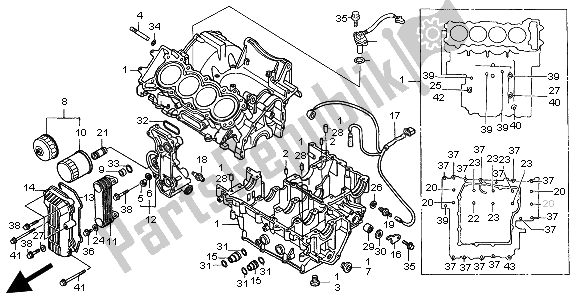 All parts for the Crankcase of the Honda CB 600F Hornet 1999