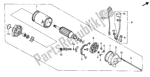All parts for the Starting Motor of the Honda XL 600 1988