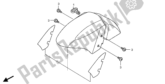 All parts for the Front Fender of the Honda PES 150 2006