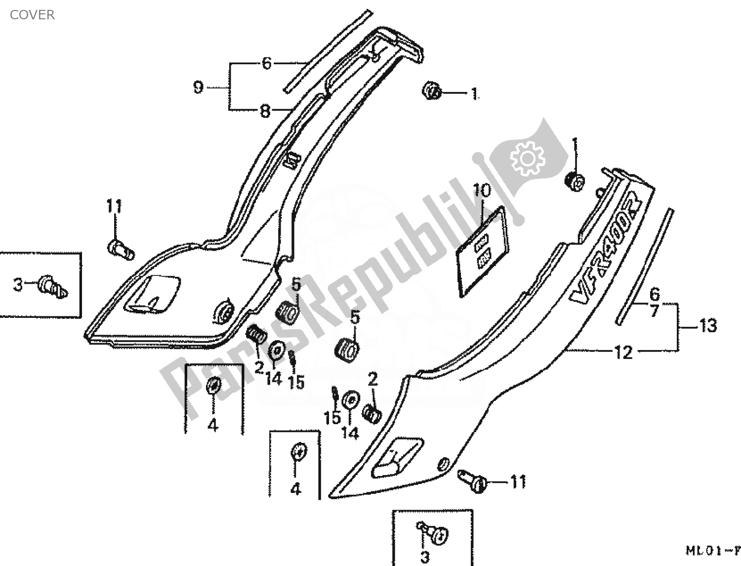 Toutes les pièces pour le Couverture du Honda VFR 400 1986