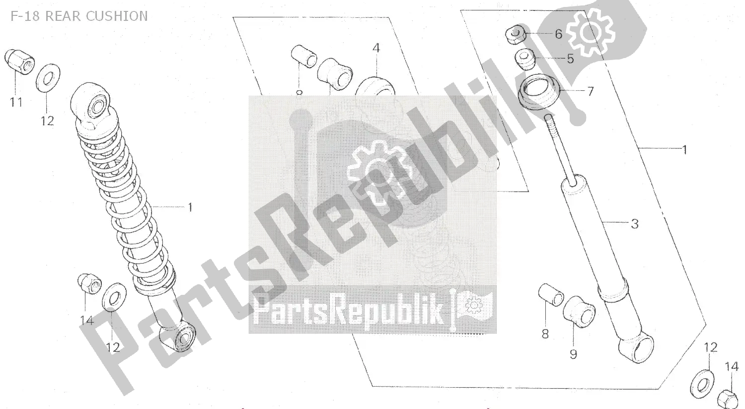 All parts for the F-18 Rear Cushion of the Honda MB 100 1980